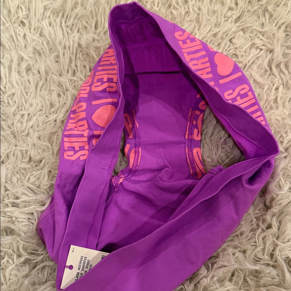 True Vintage NWT Yoga Seamless Victoria’s Secret PINK I LOVE POOL PARTIES Small - Picture 5 of 6